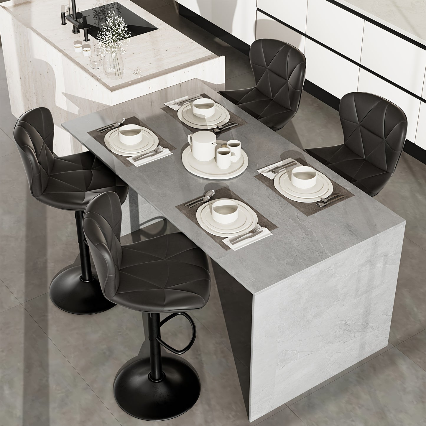 FIJINHOM Adjustable Faux Leather Swivel Bar Stool Cushion