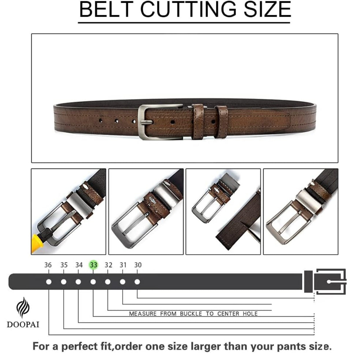 3pcs Men's Leather Belt Set Classic 1.25 Inch Adjustable Dress Belt for Casual Wear and Jeans Perfect Christmas Gift Boxed for Thanksgiving