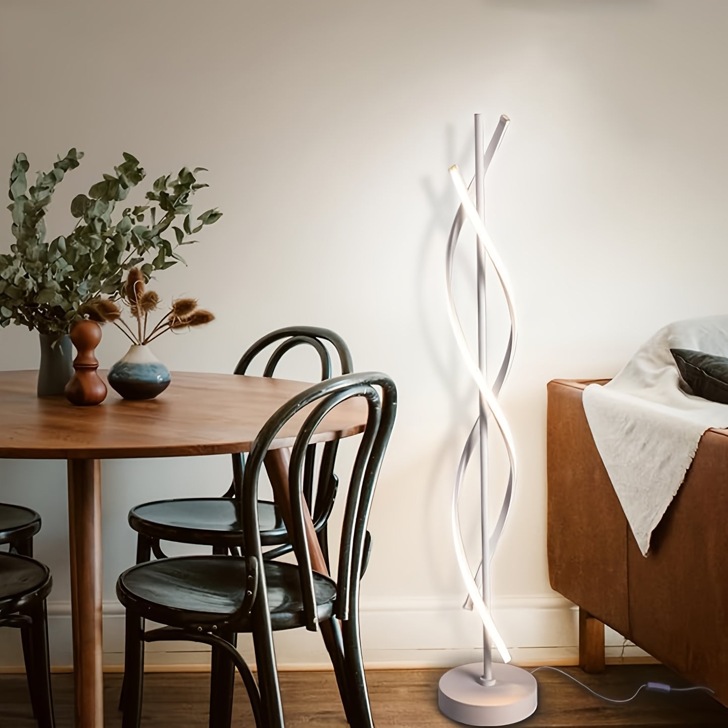 Spiral LED Floor Lamp Dimmable With Remote And Foot Switch