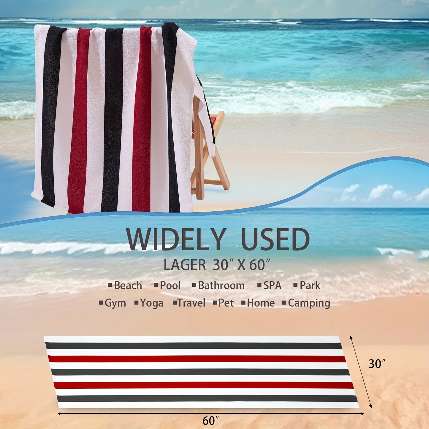 4 Piece Sand Free Stripe Beach Towel Set Quick Dry Pool Towel Swimming Bath Towel Ultra Soft Highly Absorbent Lightweight Towel For Adults Men Women Multi Purpose Towel Blanket For Bathroom Yoga Sports Travel Camping