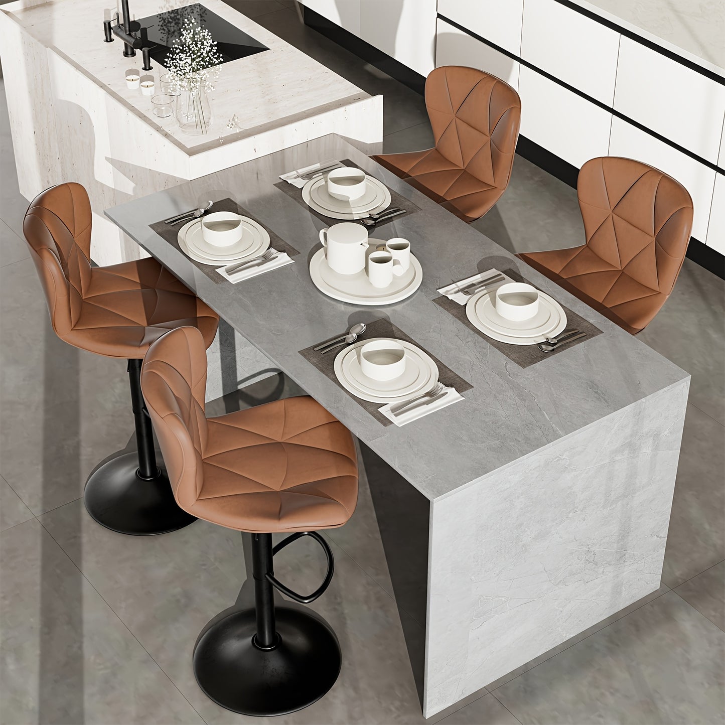 FIJINHOM Adjustable Faux Leather Swivel Bar Stool Cushion