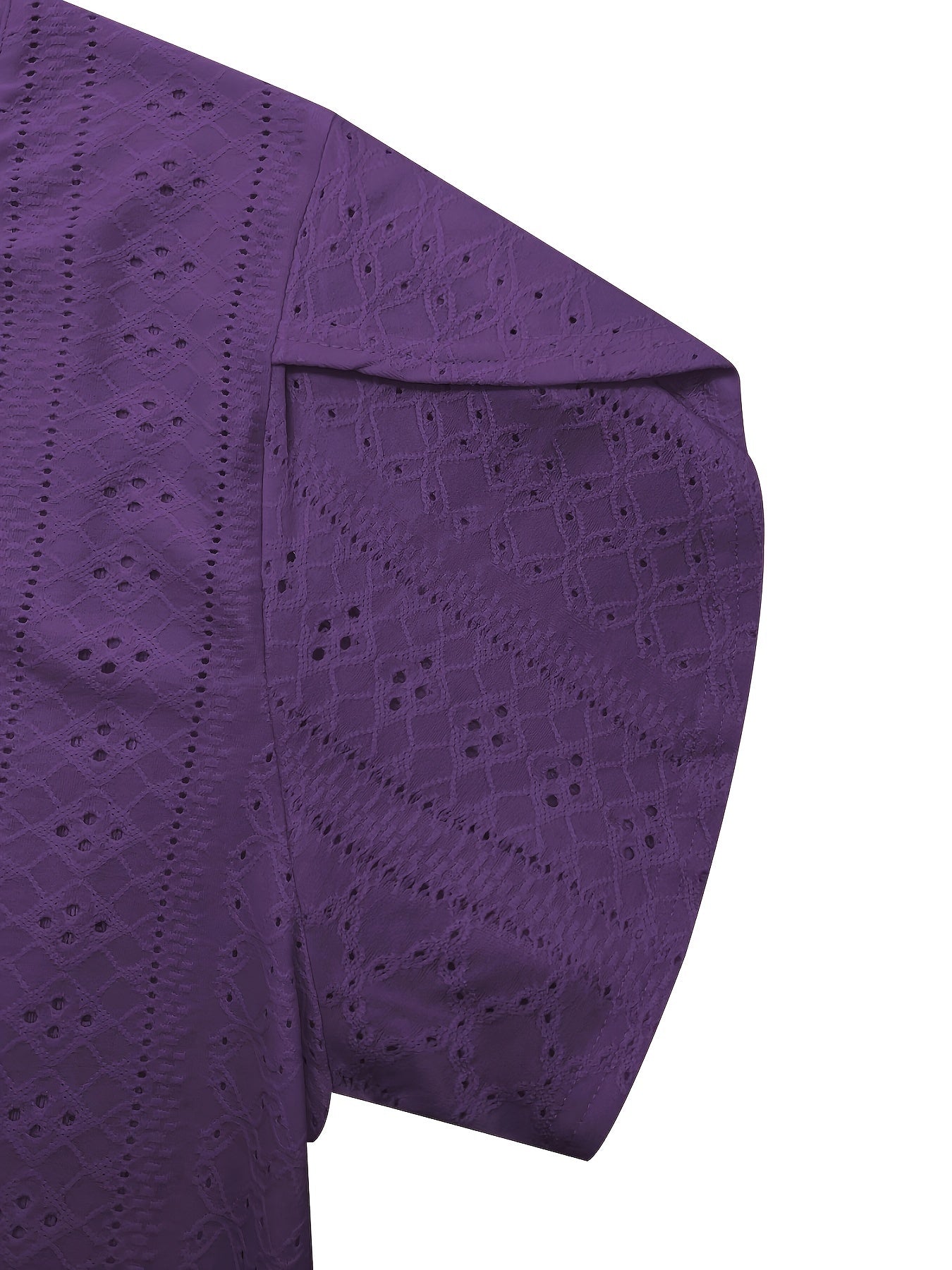 Women's Plus-Size Casual V-Neck Eyelet Petal Top Purple