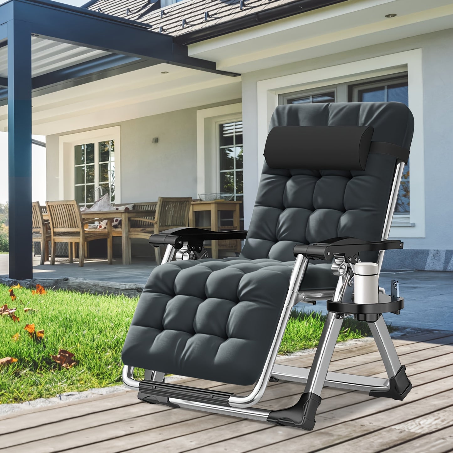 MOPHOTO Zero Gravity Outdoor Lounge Chair with Side Table Padded Sturdy Comfortable Recliner Supports Up to 440 Pounds