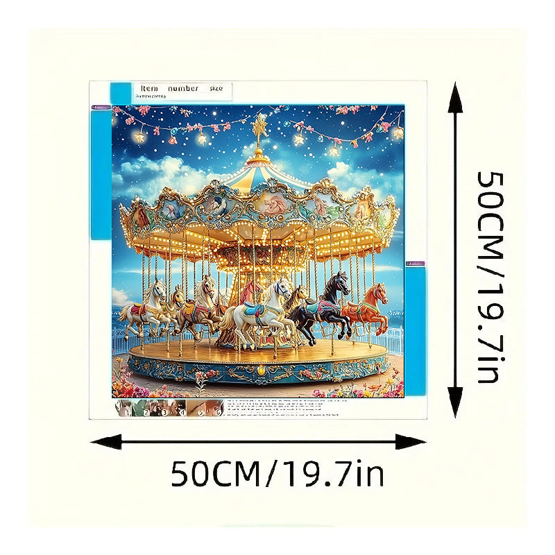 5D Diamond Painting Round Crystal Diamonds 3D Landscape Carousel Art