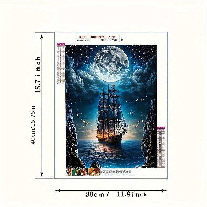 5D Diamond Painting Kit For Adults Nautical Sailing Ship Moon