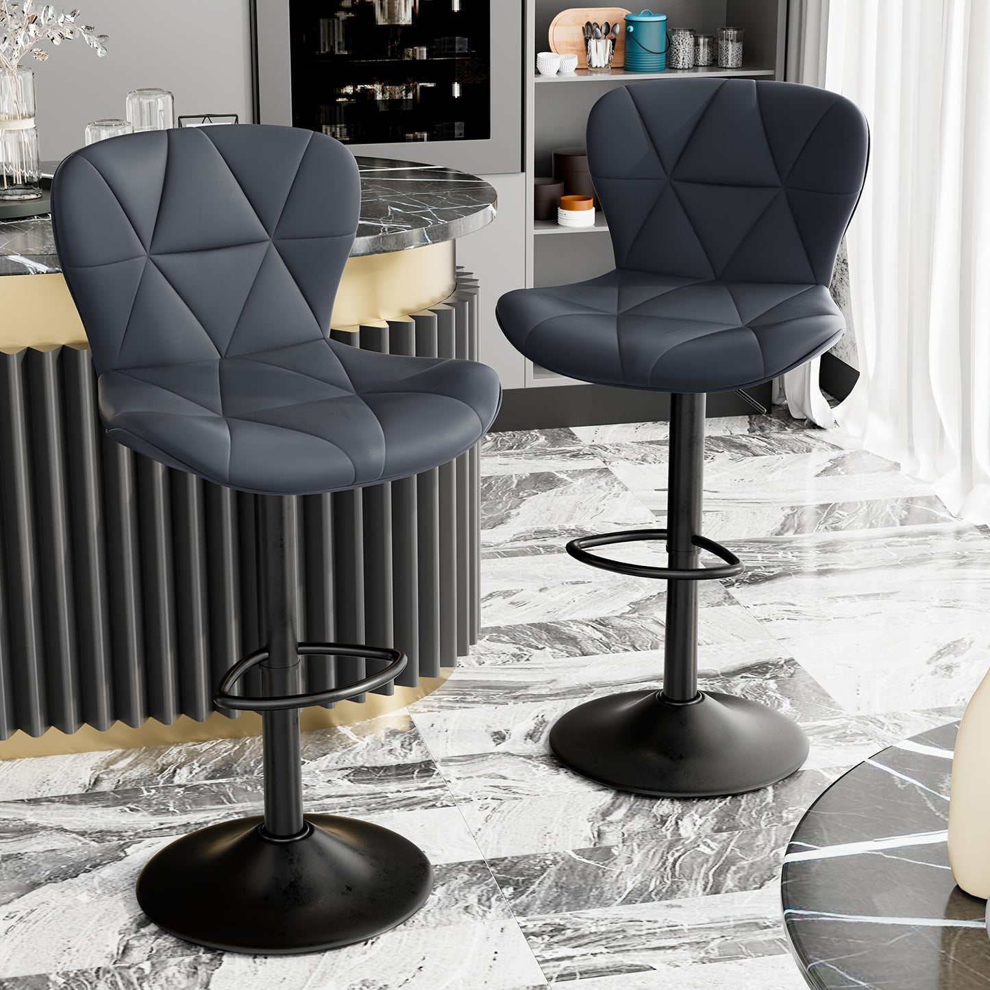 FIJINHOM Adjustable Faux Leather Swivel Bar Stool Cushion