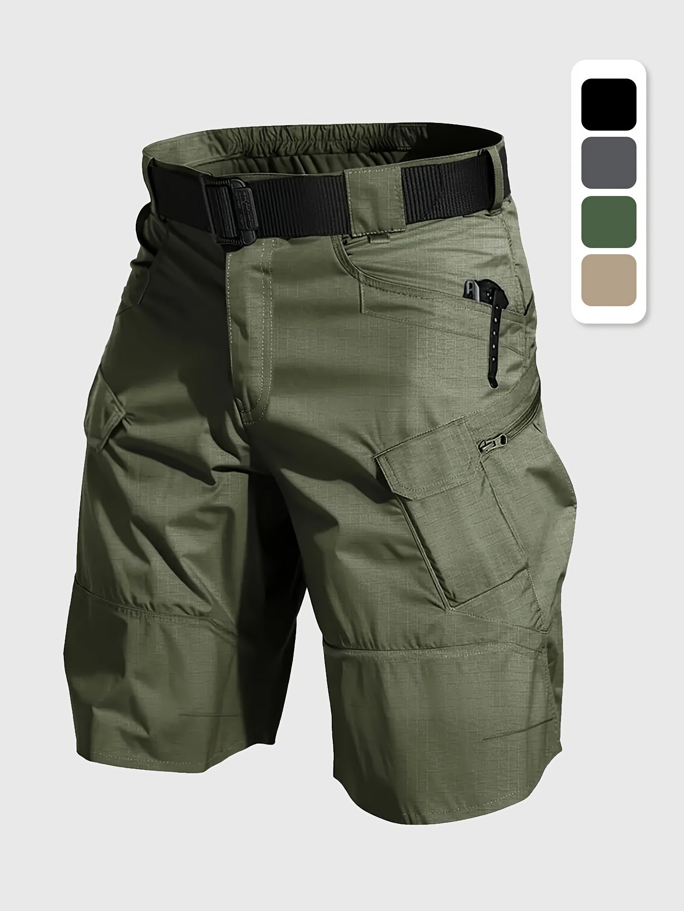 Men's Tactical Cargo Shorts Quick Dry Breathable Multi Pocket Design for Hiking Fitness Casual Wear Solid Color Non Stretch Fabric Straight Fit
