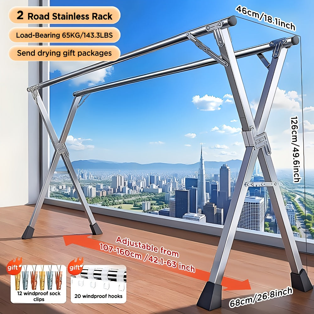 JOYBOS Heavy Duty Clothes Drying Rack Retractable Folding Indoor Outdoor