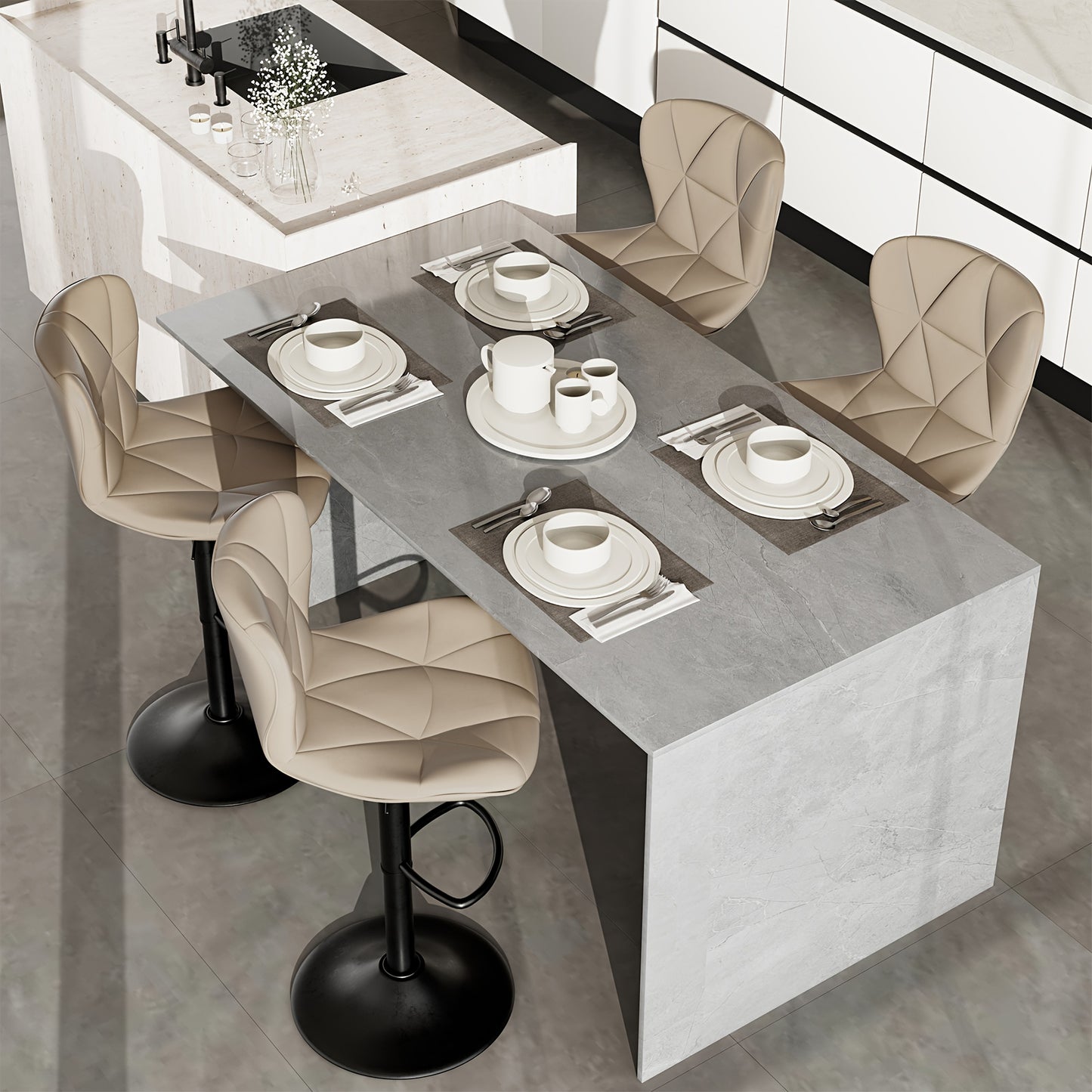 FIJINHOM Adjustable Faux Leather Swivel Bar Stool Cushion