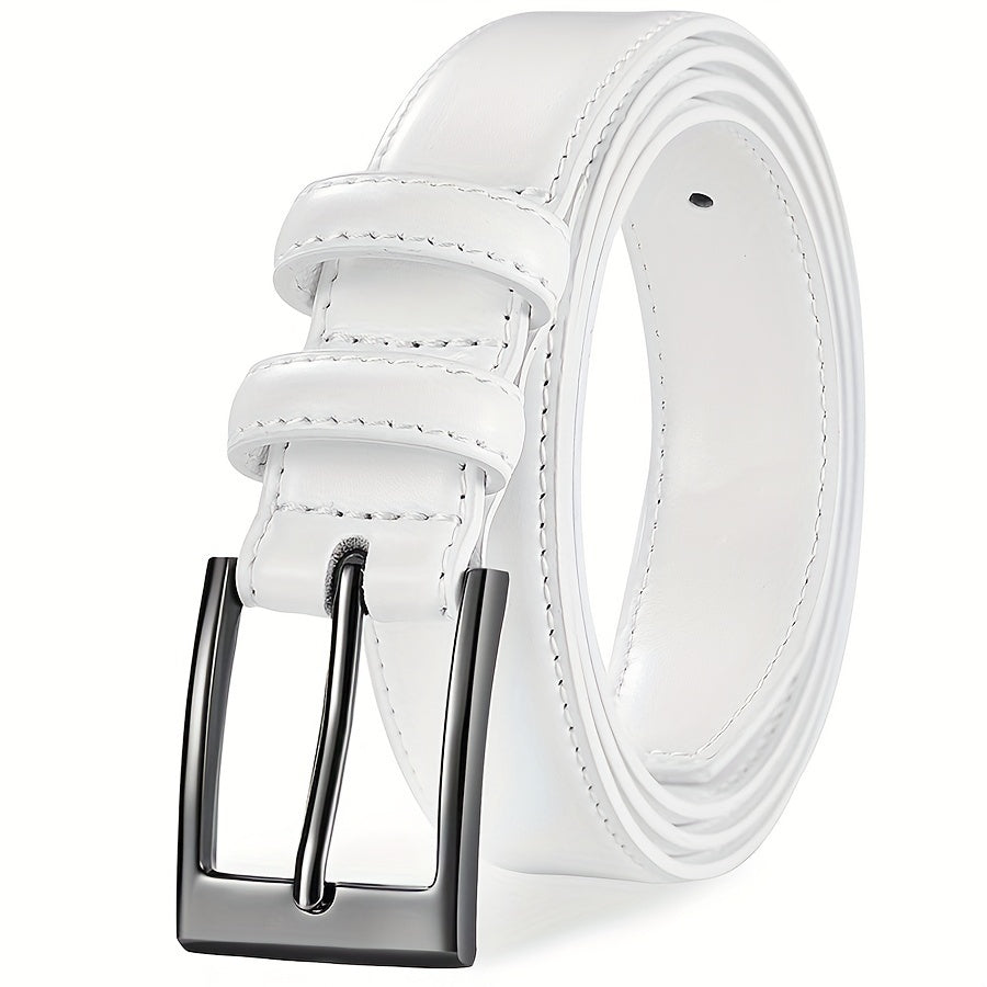 Five Piece Men's Genuine Leather Belt With 7 Sizes Classic Casual Belt With Single Out Fork Buckle Suitable For Jeans Pants Work And Business Occasions Gift For Dad And Husband