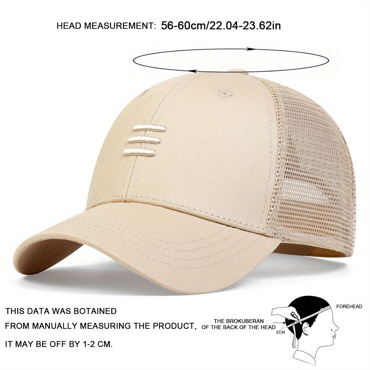 2pcs Set Women Lines Embroidered Baseball Mesh Cap Adjustable Sunscreen Leisure Hat