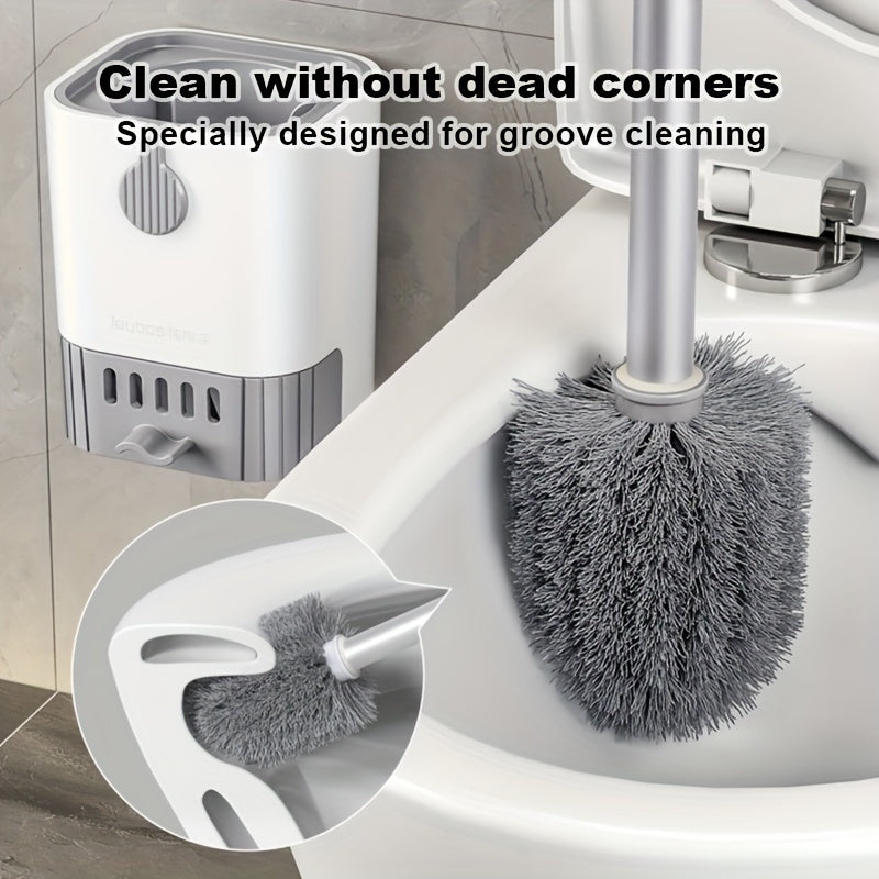 1 Set Toilet Brush Set With Holder Wall Mounted Long Handle