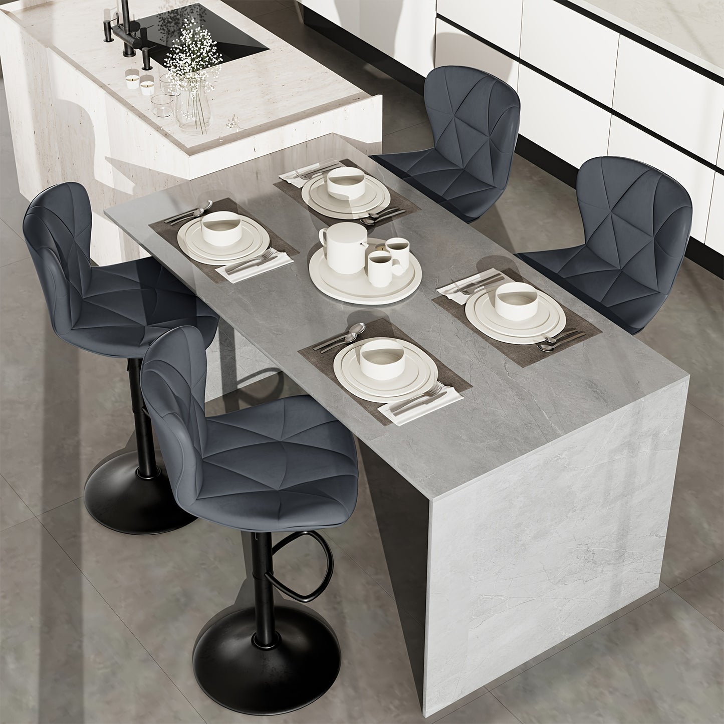 FIJINHOM Adjustable Faux Leather Swivel Bar Stool Cushion