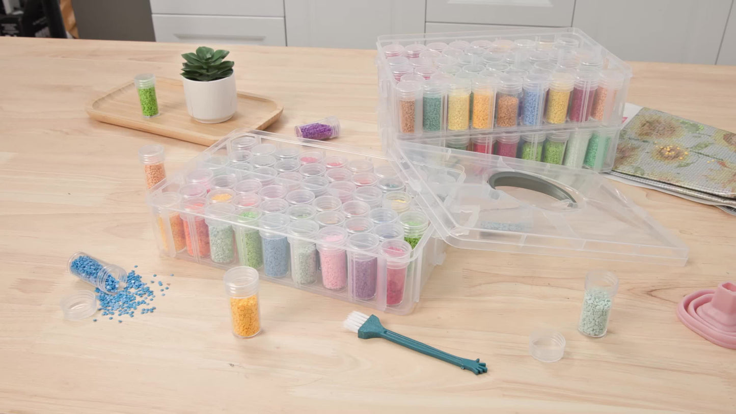 WHONLINE 3 Tier Diamond Painting Storage Container 100 Slots Bead Organizer