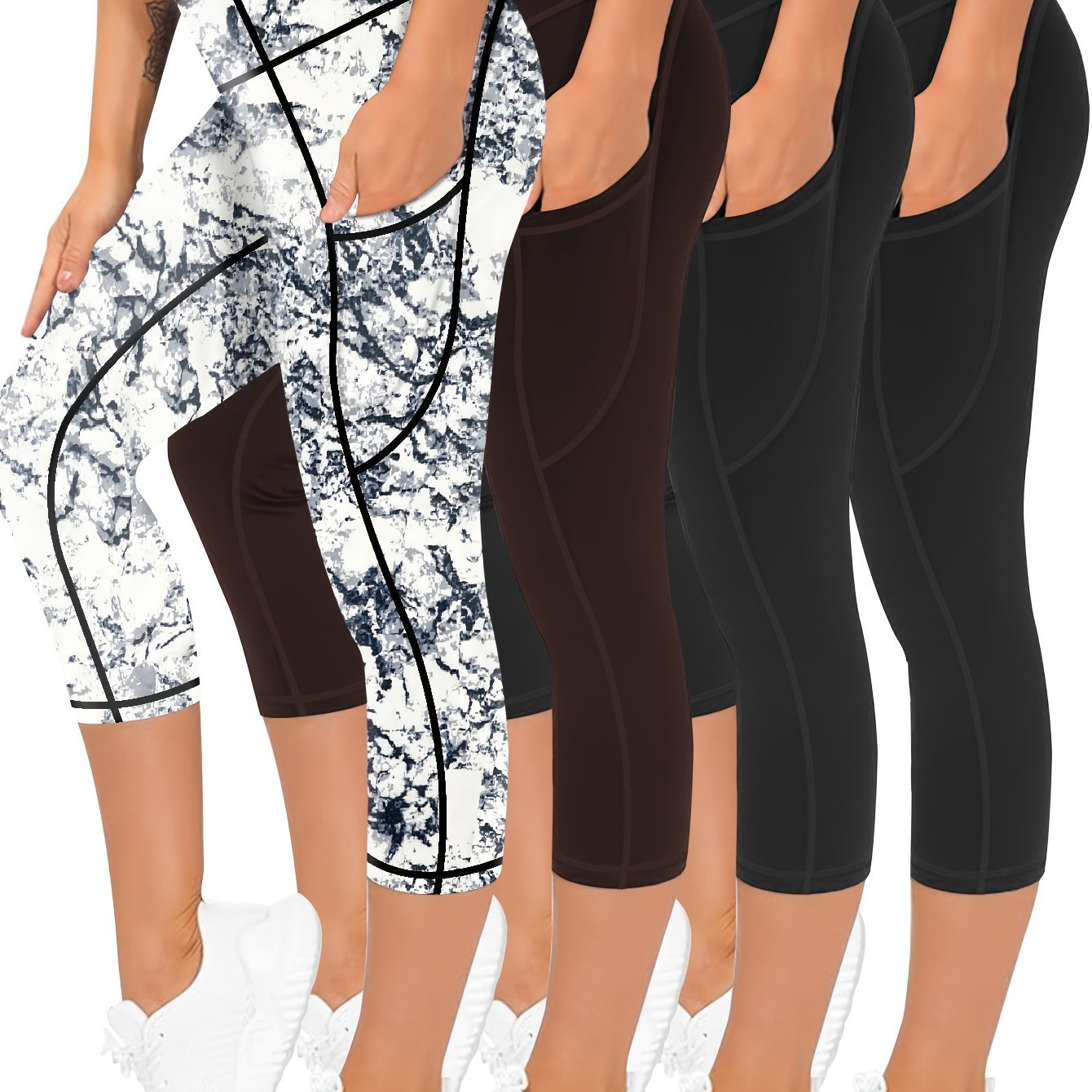 High Waisted Quick Drying Oversized Sports Leggings With Pockets