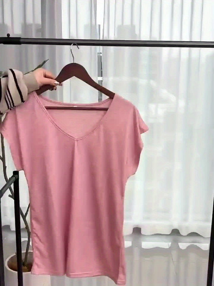 V Neck Casual Short Sleeve T Shirts For Women Everyday