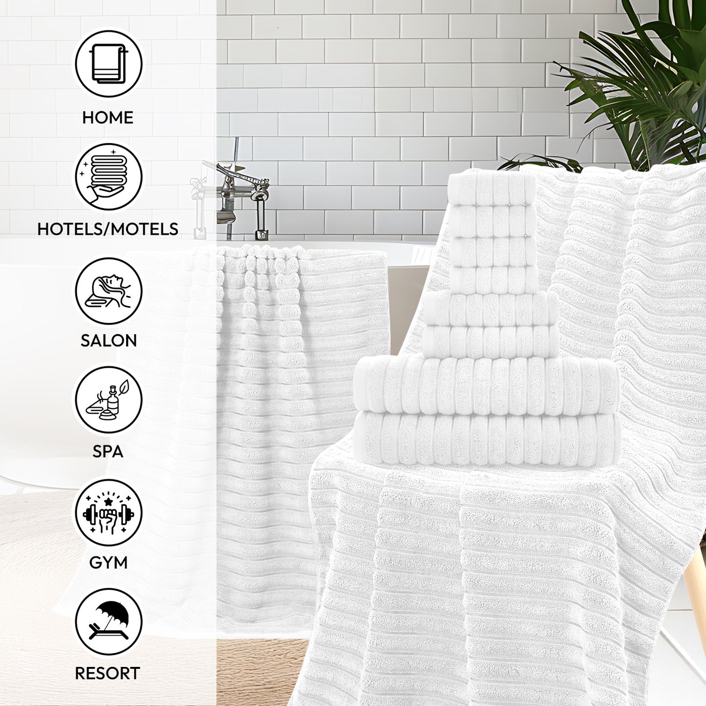 8 Pcs 16 Pcs 24 Pcs Oversized Jumbo Bath Towel Set 32X63 Extra Large Cotton Highly Absorbent Includes Luxury Bath Towels Hand Towels and Washcloths