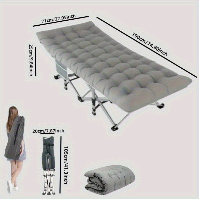 Camping Bed With Mattress And Pillow Steel Frame For Outdoors