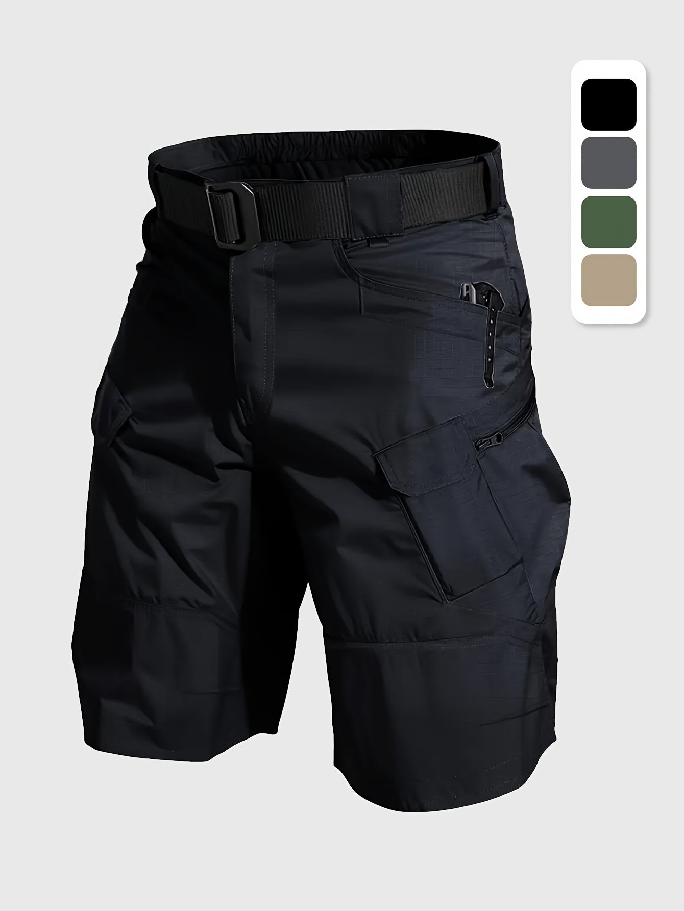 Men's Tactical Cargo Shorts Quick Dry Breathable Multi Pocket Design for Hiking Fitness Casual Wear Solid Color Non Stretch Fabric Straight Fit