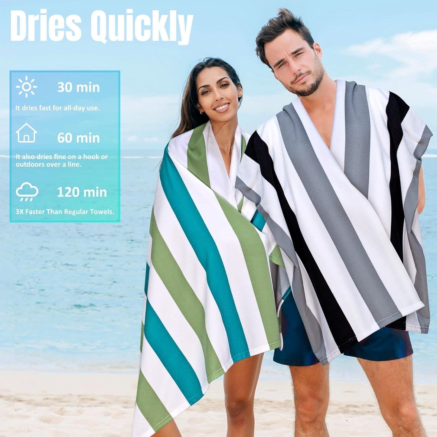 4 Piece Sand Free Stripe Beach Towel Set Quick Dry Pool Towel Swimming Bath Towel Ultra Soft Highly Absorbent Lightweight Towel For Adults Men Women Multi Purpose Towel Blanket For Bathroom Yoga Sports Travel Camping