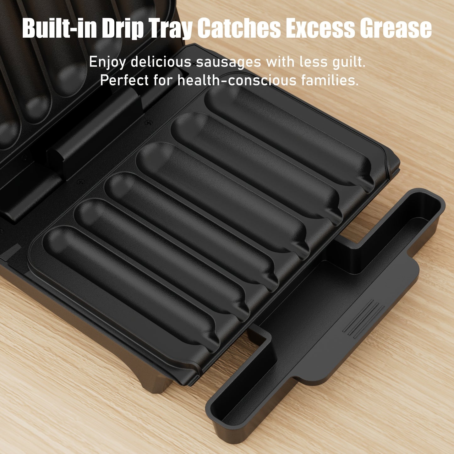 Electric Hot Dog Machine And Sausage Grill With Oil Drip Tray And Cord Storage Ideal For Veggie Sausages BBQ Or Hot Dogs Nonstick Plate For Easy Clean