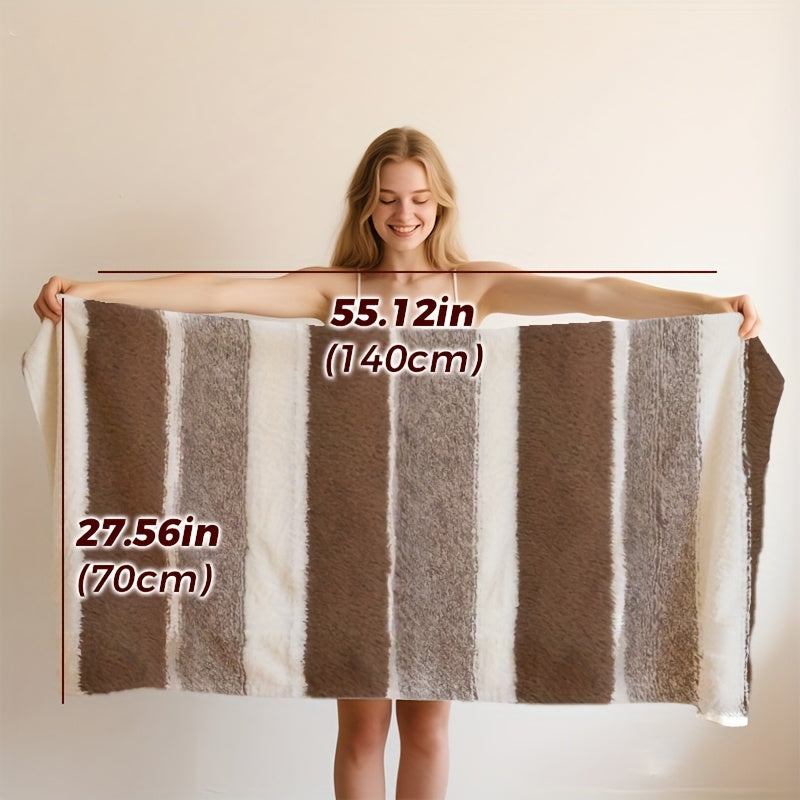 4 Piece Striped Microfiber Bath Towels Super Soft Quick Drying Absorbent Light Beige Great for Home and Family Bathrooms 27.56 X 55.12 Multicolor Pack