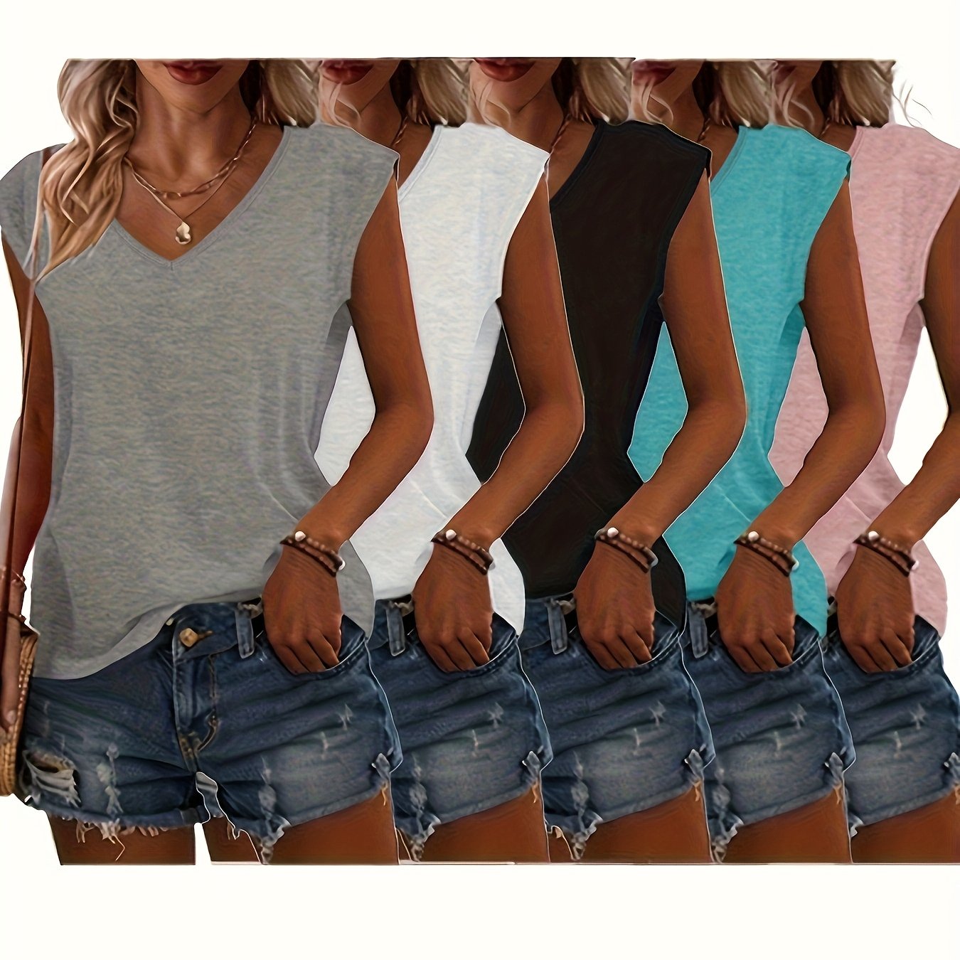 V Neck Casual Short Sleeve T Shirts For Women Everyday