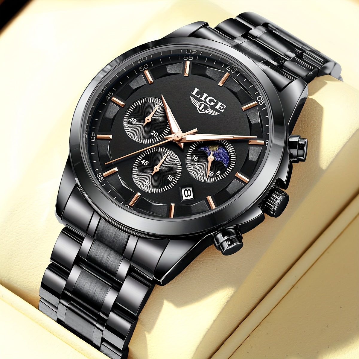 LIGE Luxury Analog Watch for Men and Women Stainless Steel