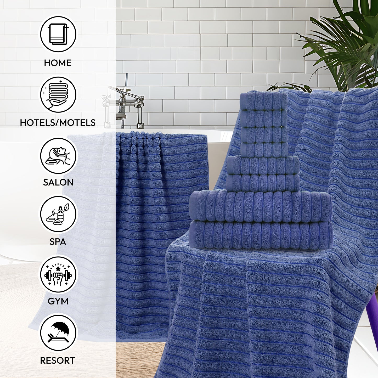 8 Pcs 16 Pcs 24 Pcs Oversized Jumbo Bath Towel Set 32X63 Extra Large Cotton Highly Absorbent Includes Luxury Bath Towels Hand Towels and Washcloths