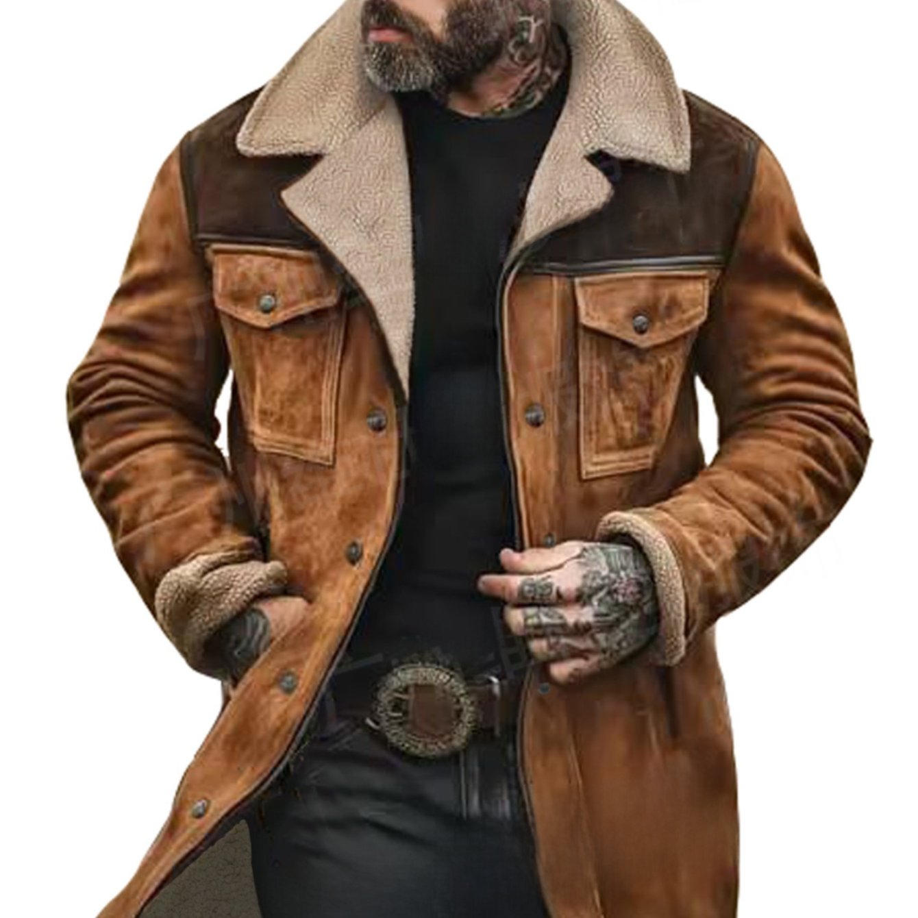 Men's Winter Single-Breasted Jacket With Multi-Pocket Design