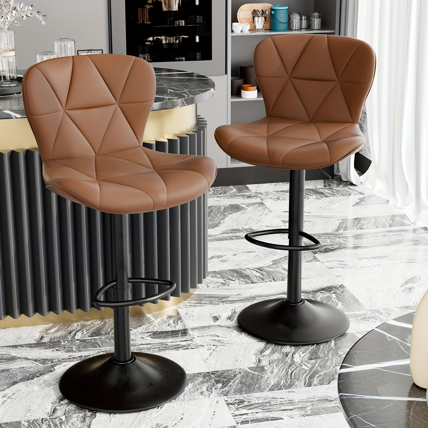 FIJINHOM Adjustable Faux Leather Swivel Bar Stool Cushion