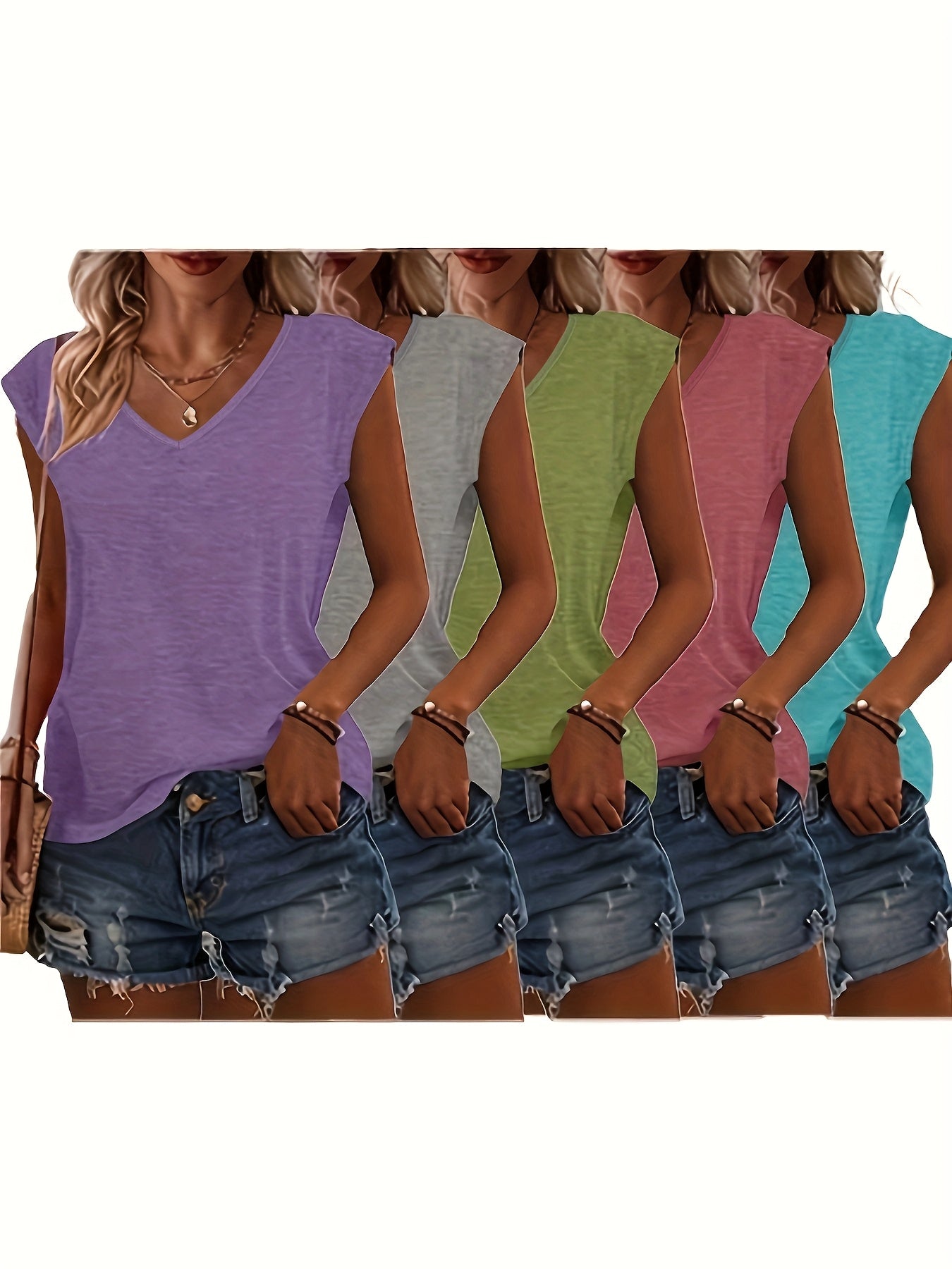 V Neck Casual Short Sleeve T Shirts For Women Everyday