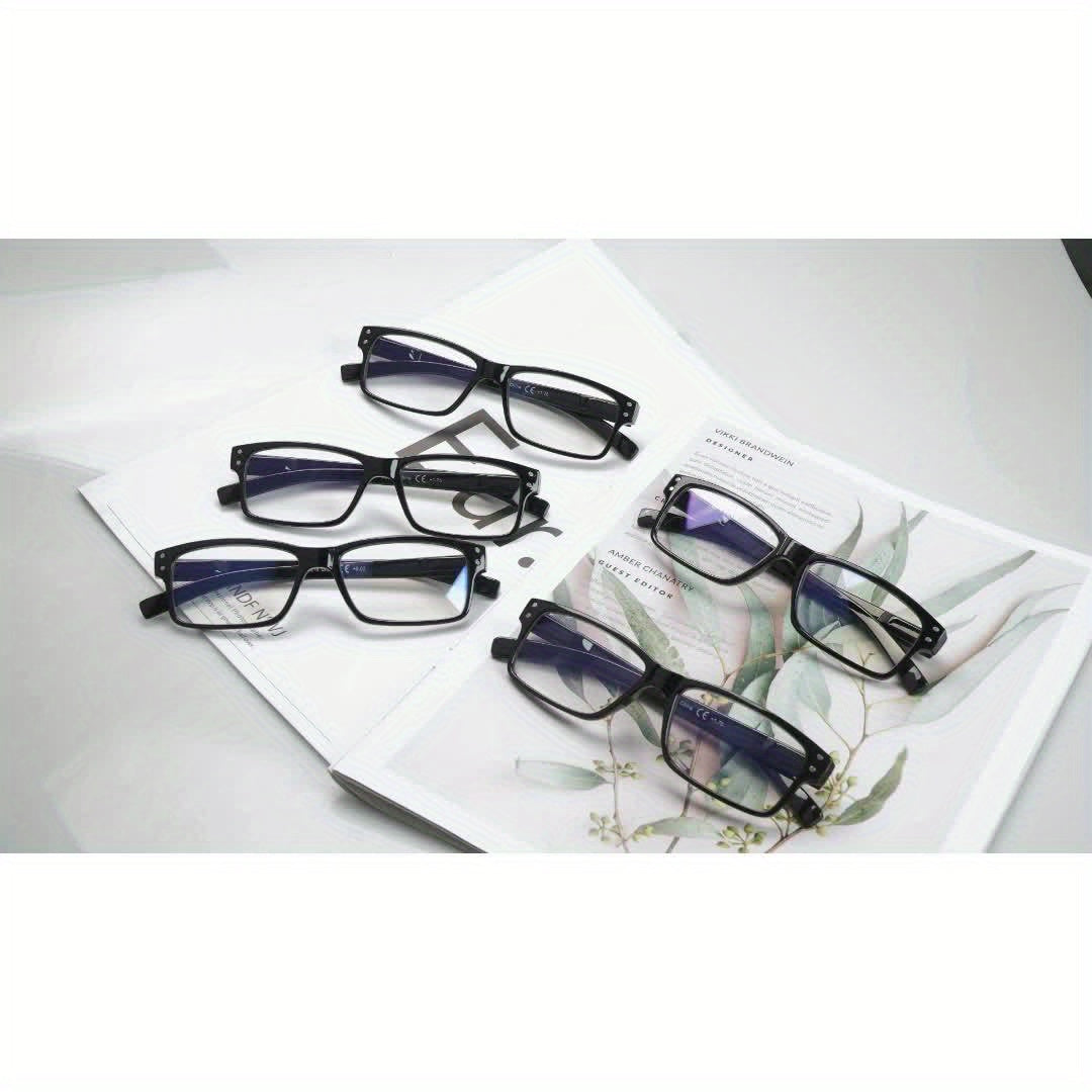 5-Pack Stylish Reading Glasses for Men and Women Lightweight Blue-Light Blocking Rectangle Frame Eyeglasses