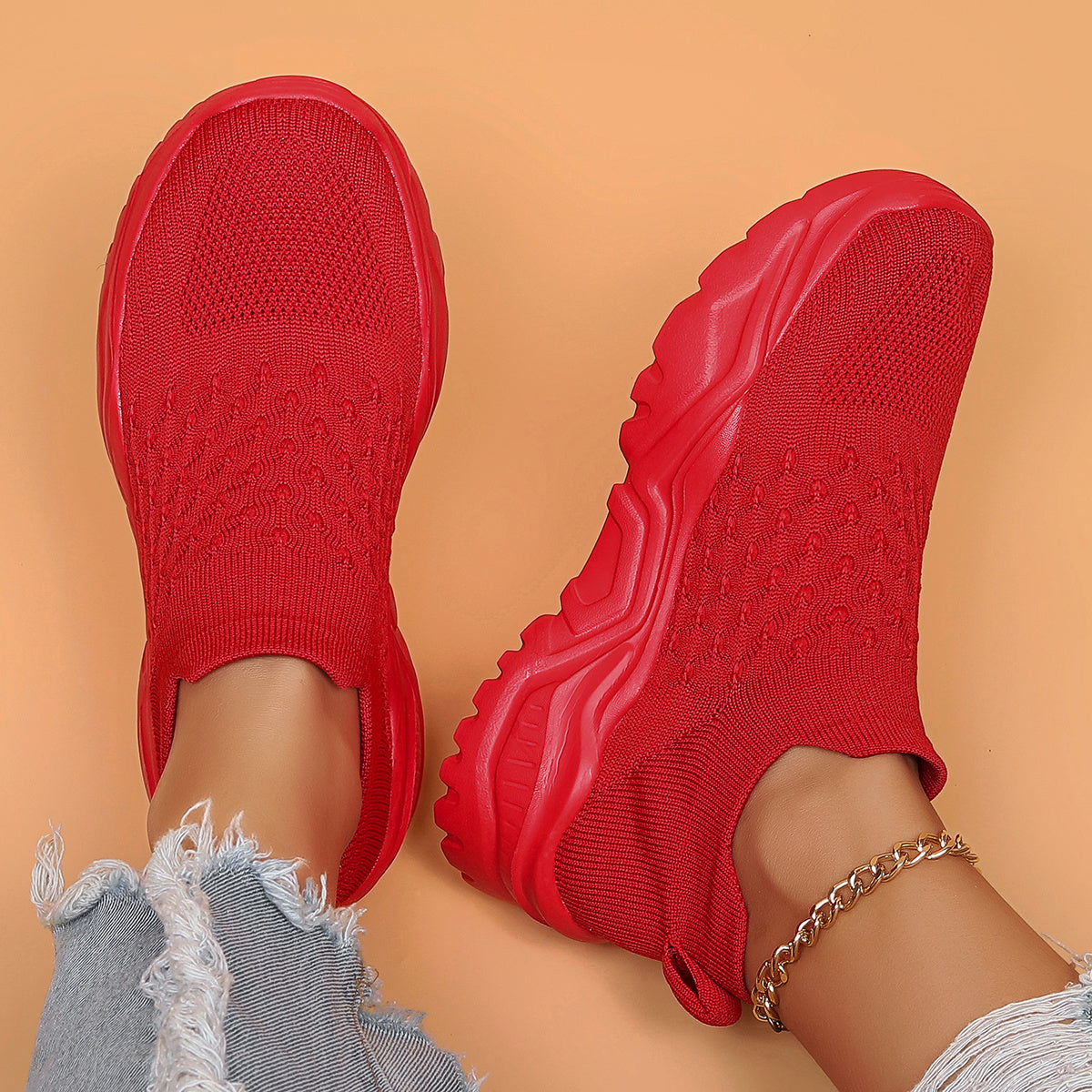 Breathable Lightweight Women's Slip-On Sneakers Casual Low Top Running Shoes with EVA Sole