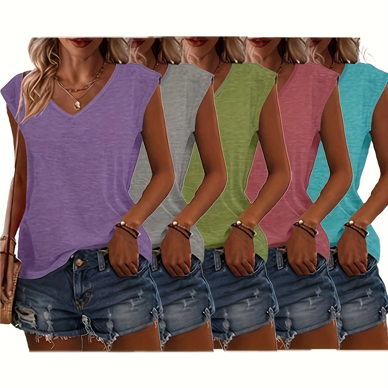 V Neck Casual Short Sleeve T Shirts For Women Everyday