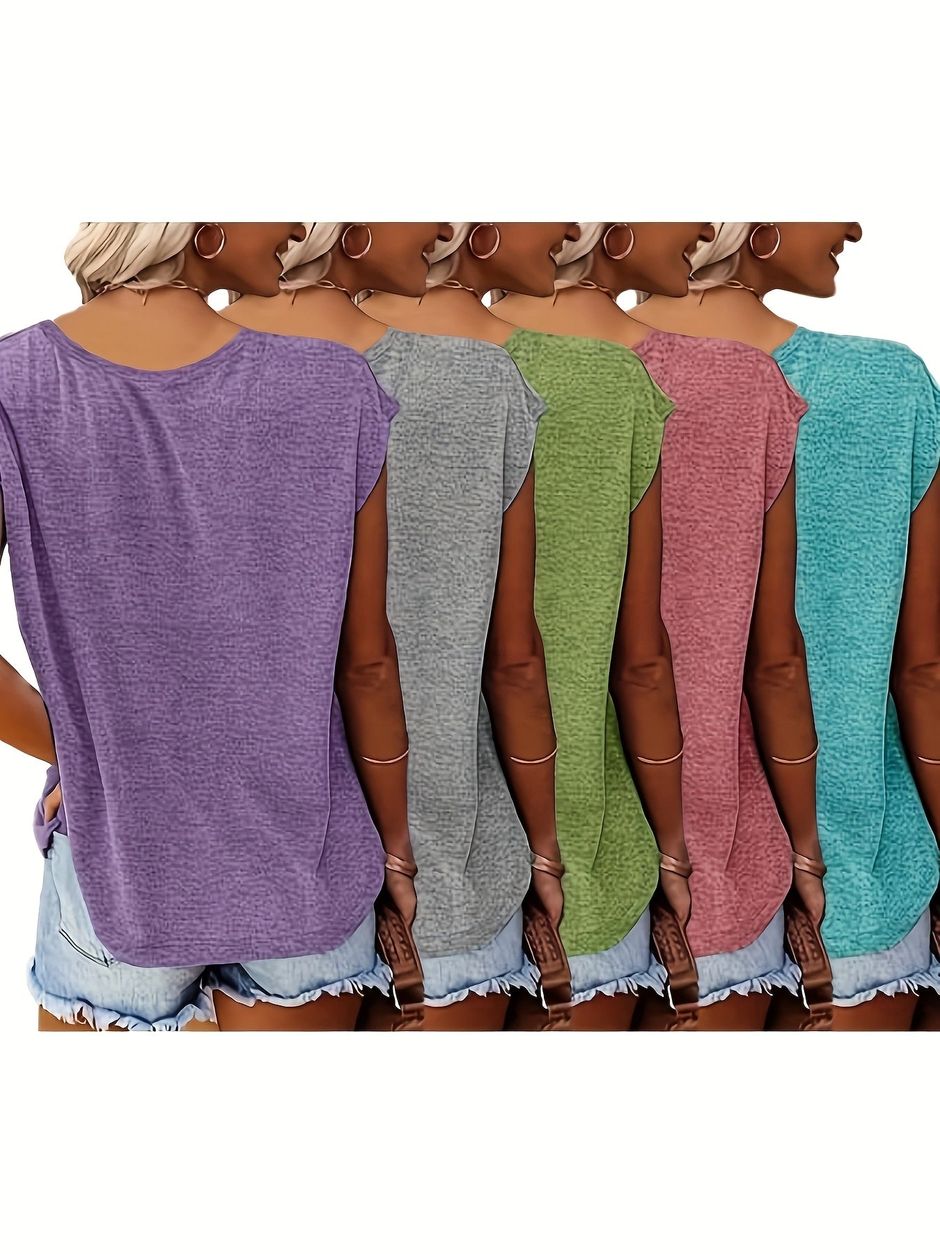 V Neck Casual Short Sleeve T Shirts For Women Everyday