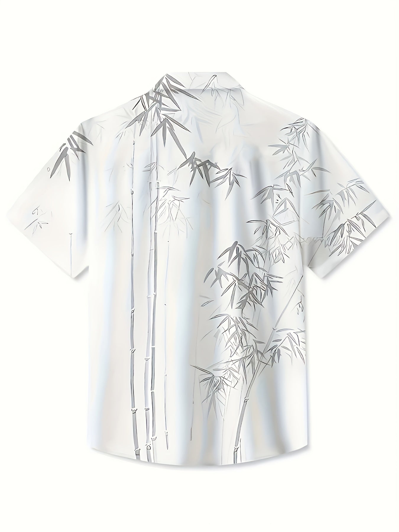 Men's Hawaiian Bamboo Leaf Print Short Sleeve Shirt Lightweight Breathable Fabric Button Up with Chest Pockets Regular Fit for Summer Vacation Beach Parties and Casual Outings