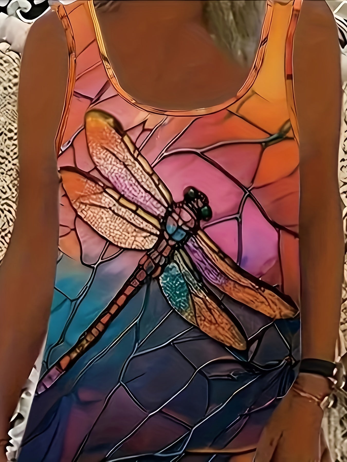 Large Fashion Bamboo Dragonfly Design Dress for Women
