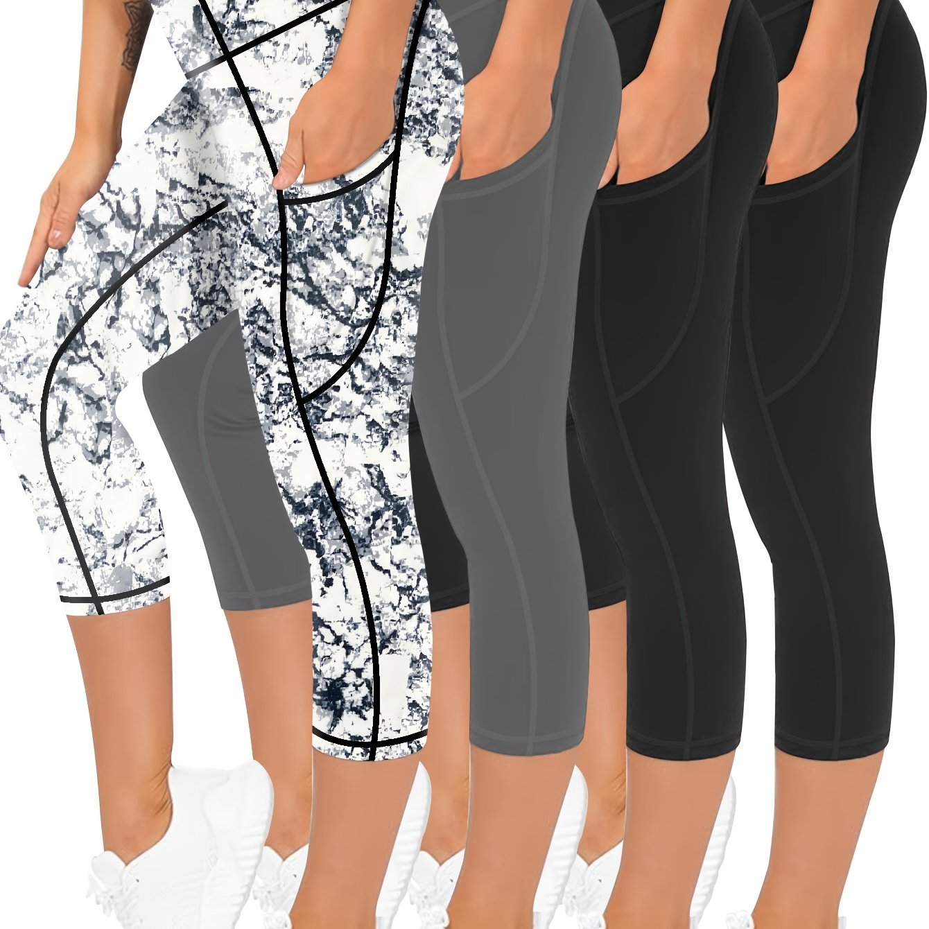 High Waisted Quick Drying Oversized Sports Leggings With Pockets