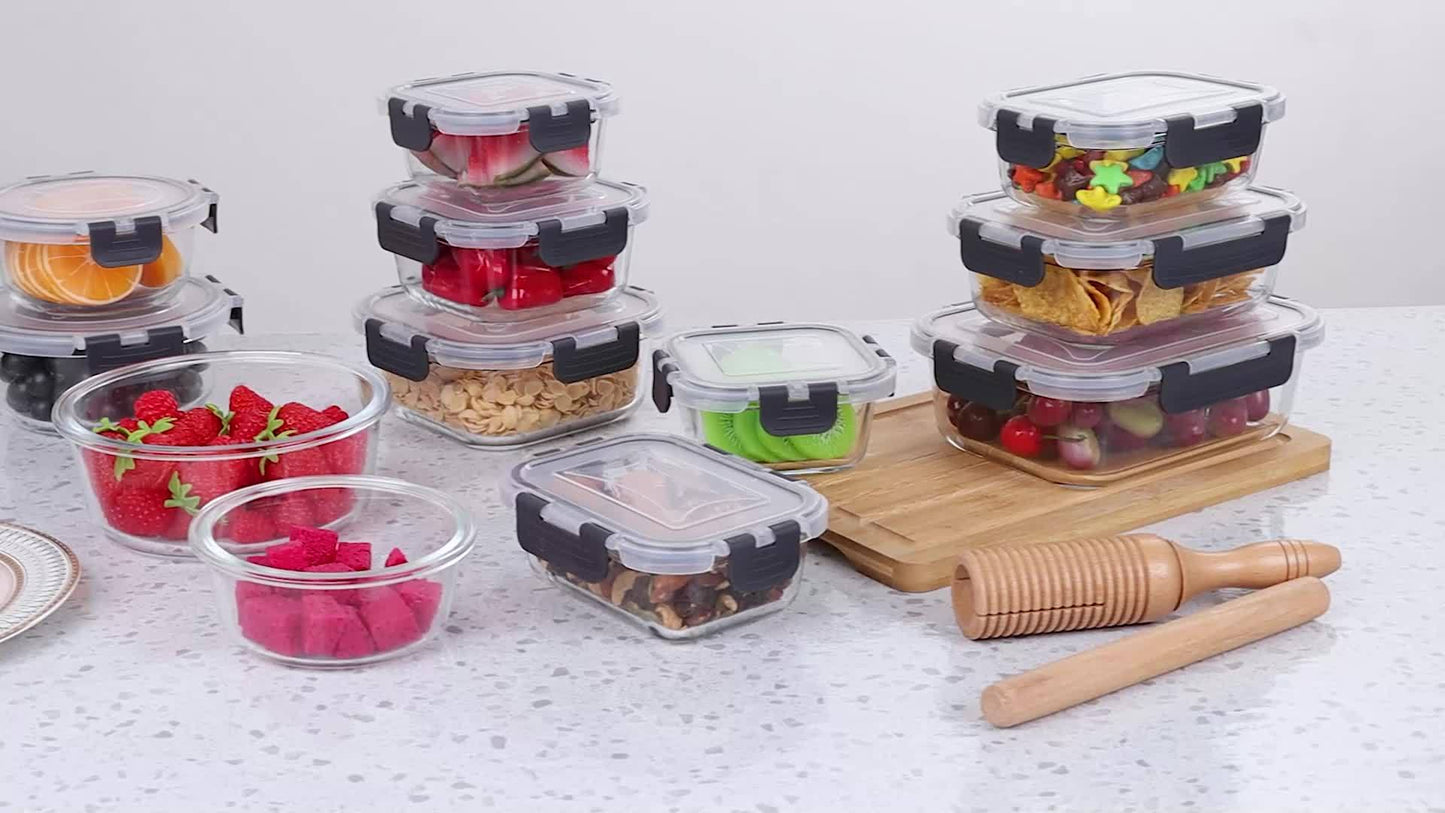 SKROAM Glass Food Storage Containers With Lids Leak Proof