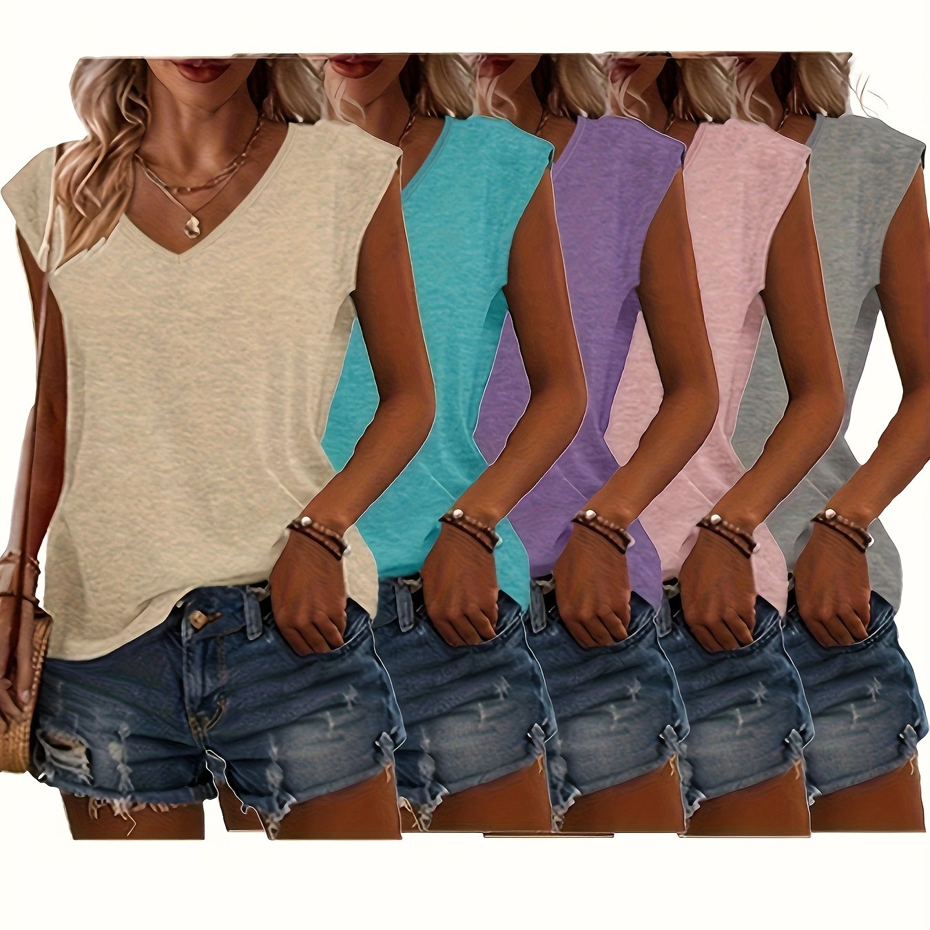 V Neck Casual Short Sleeve T Shirts For Women Everyday