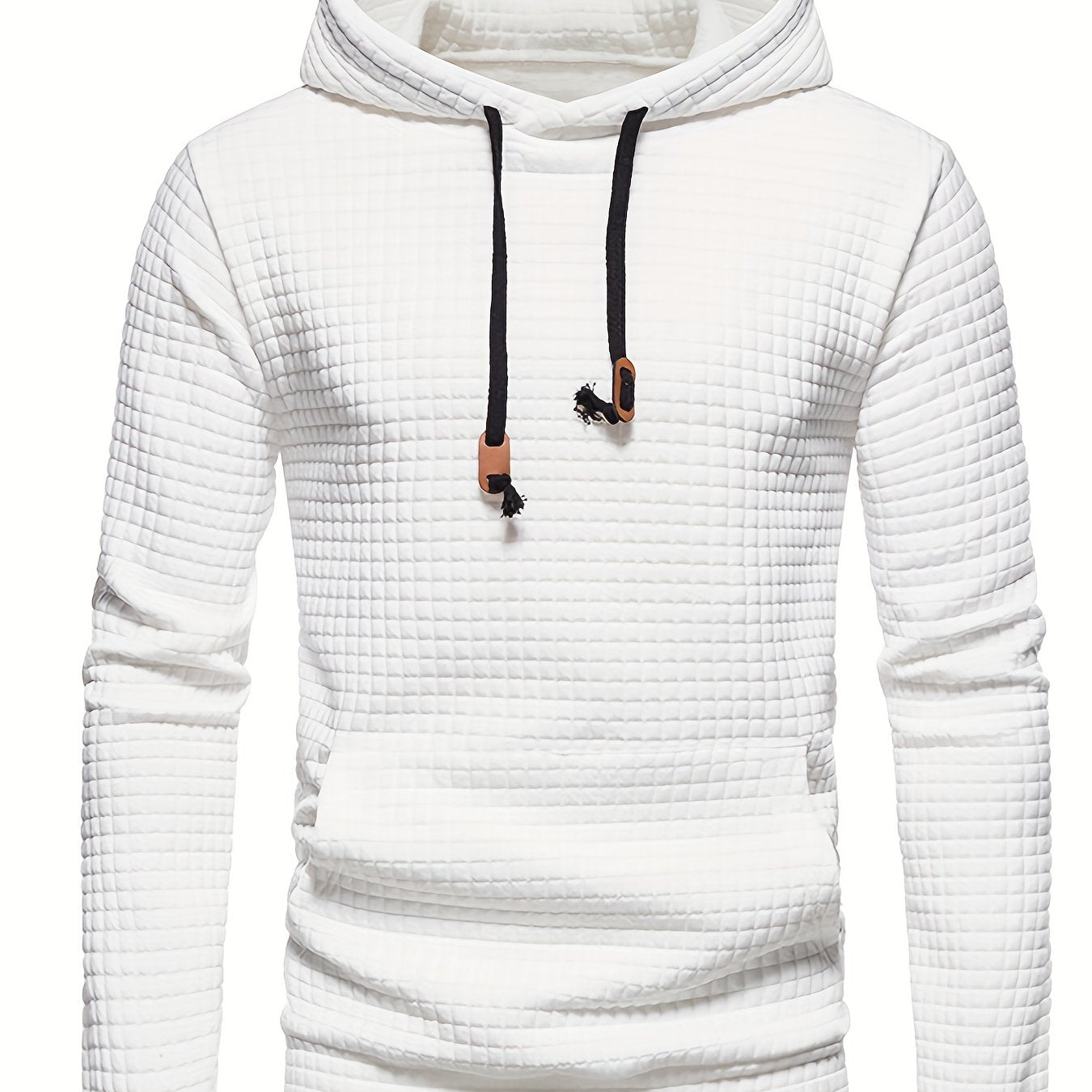 Breathable Lightweight Mens Hoodie With Drawstring Waffle Knit Polyester Outdoor