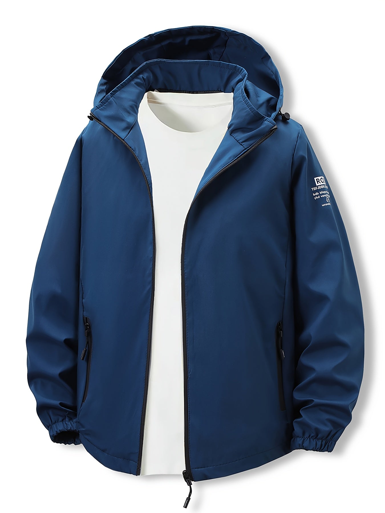 3pcs Men's Korean Style Casual Hooded Jackets Lightweight Polyester Zip Up Windbreaker with Pockets All Season Outdoor Hiking and Daily Wear Black Grey Navy Blue