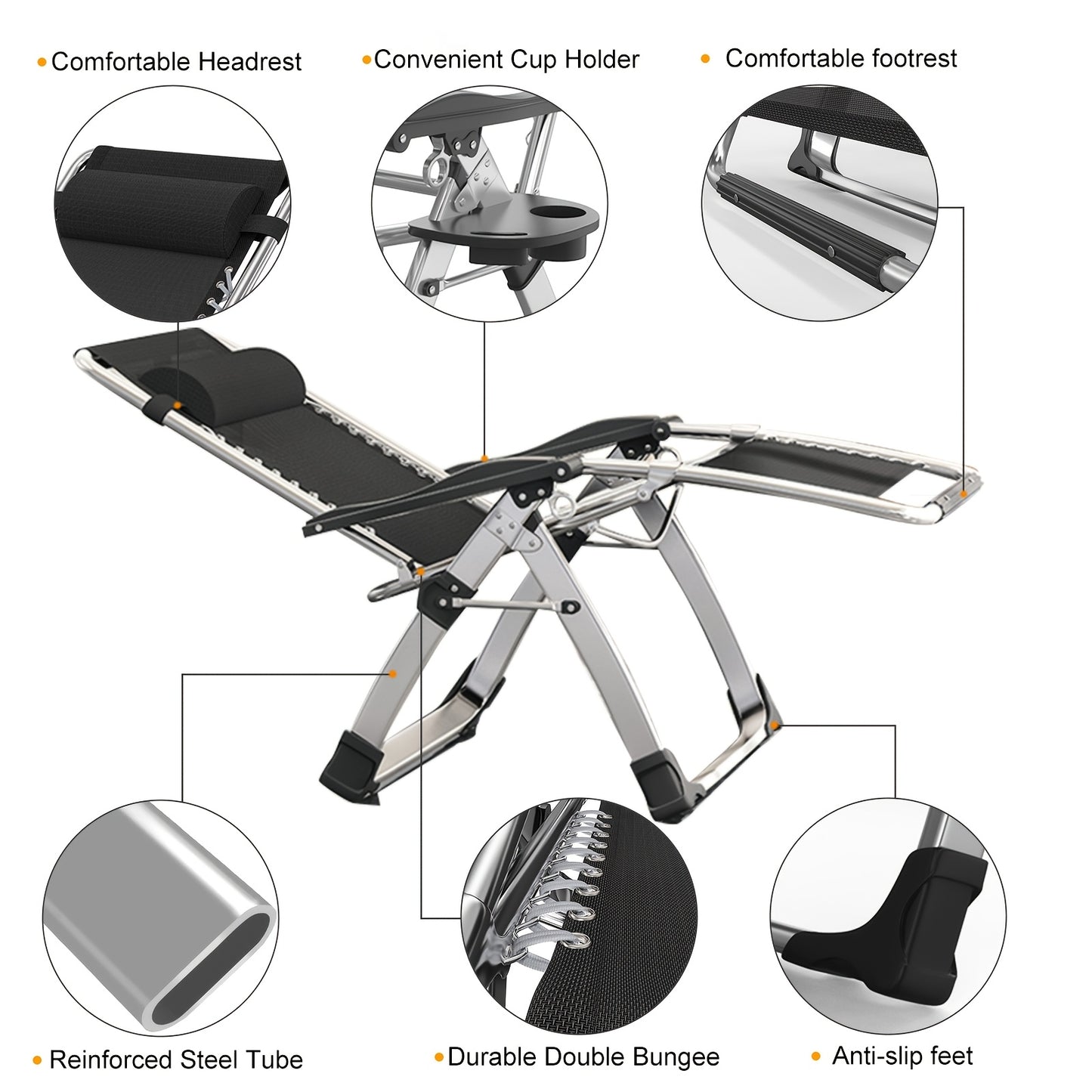 MOPHOTO Zero Gravity Outdoor Lounge Chair with Side Table Padded Sturdy Comfortable Recliner Supports Up to 440 Pounds