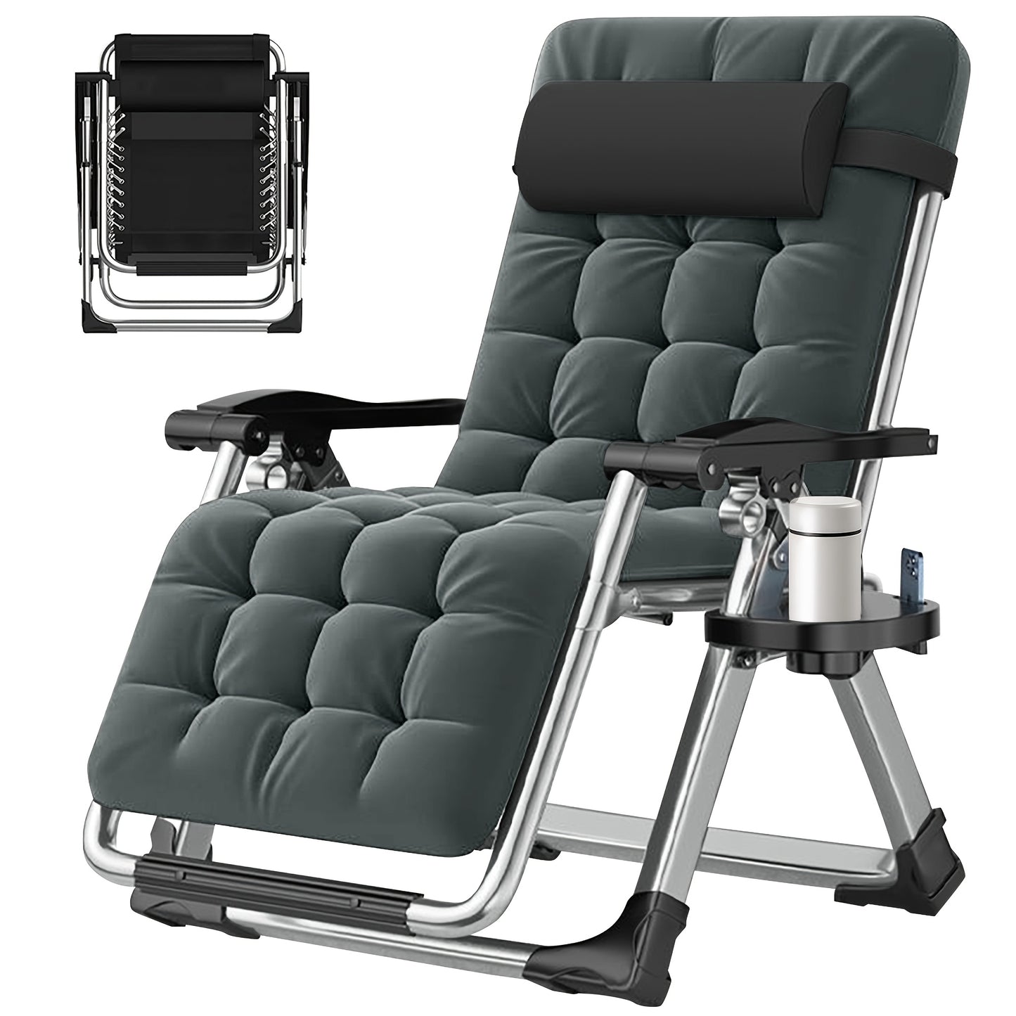 MOPHOTO Zero Gravity Outdoor Lounge Chair with Side Table Padded Sturdy Comfortable Recliner Supports Up to 440 Pounds