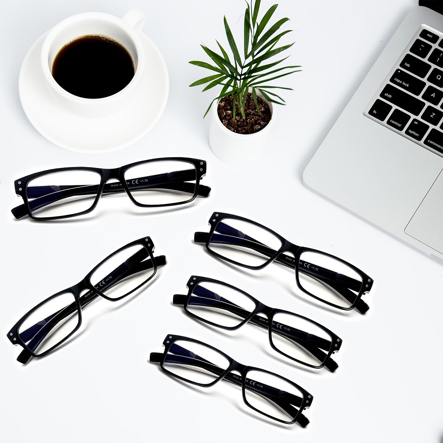 5-Pack Stylish Reading Glasses for Men and Women Lightweight Blue-Light Blocking Rectangle Frame Eyeglasses