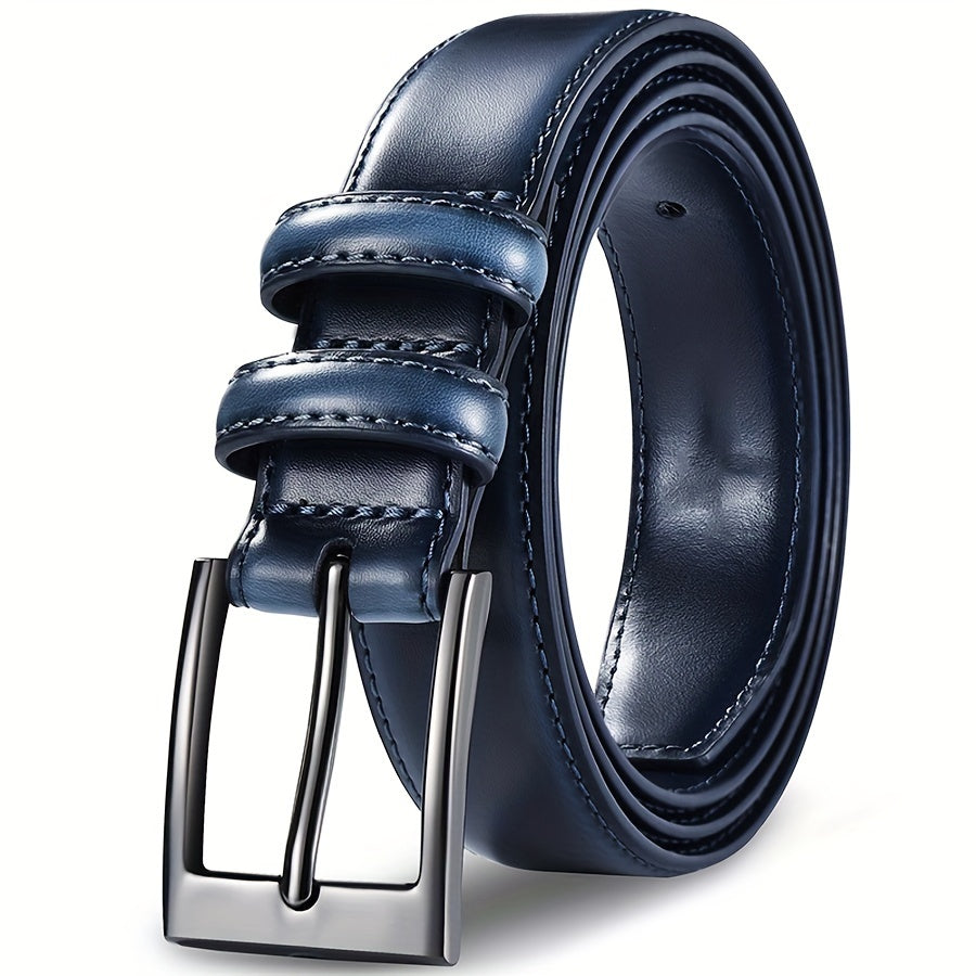Five Piece Men's Genuine Leather Belt With 7 Sizes Classic Casual Belt With Single Out Fork Buckle Suitable For Jeans Pants Work And Business Occasions Gift For Dad And Husband