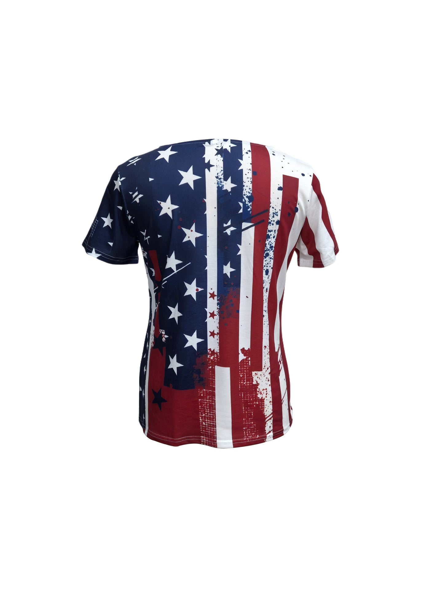Vibrant American Flag Print V-Neck T-Shirt for Women