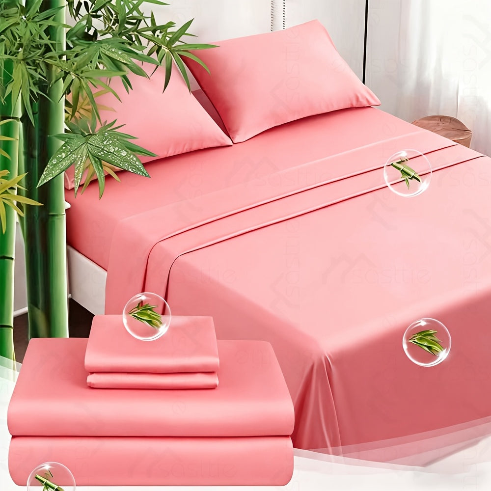 SASTTIE Bamboo Bed Sheet Set Ultra Soft Breathable All Season