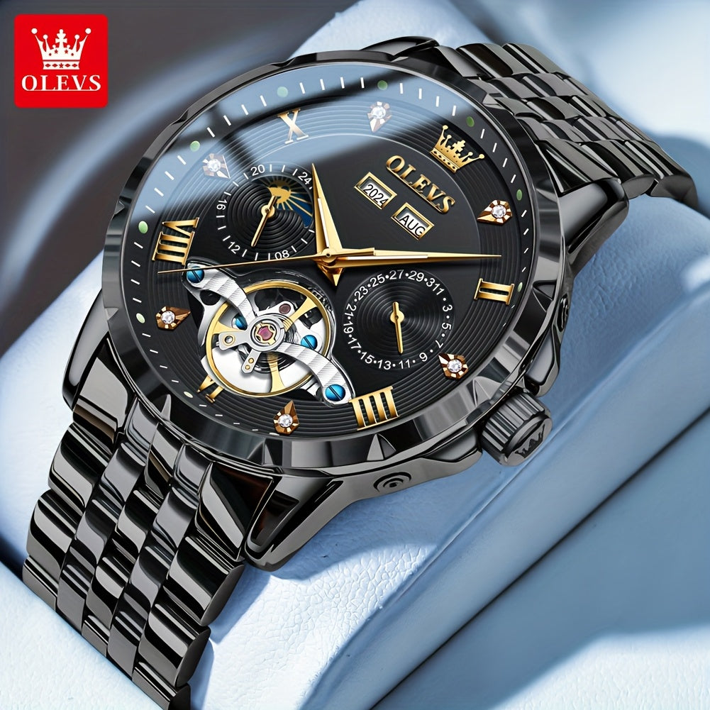 OLEVS Self Winding Stainless Steel Chronograph Watch Date Luminous Hands